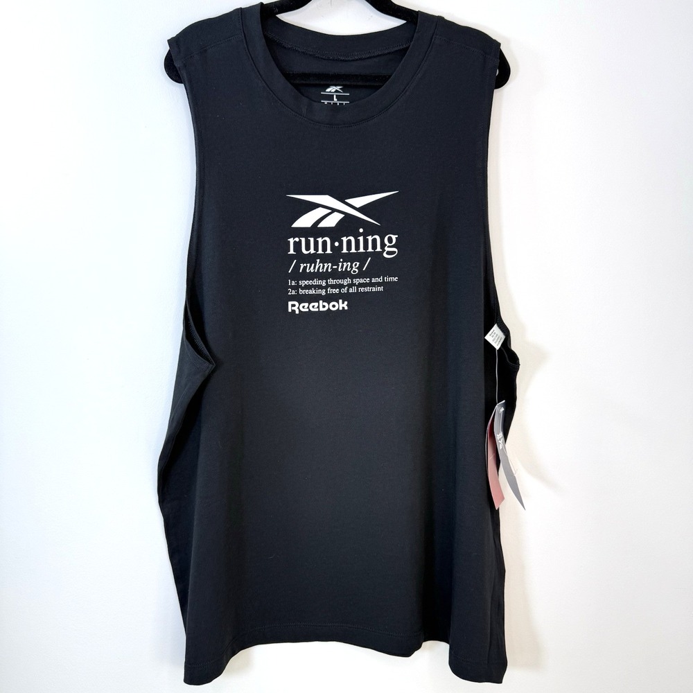 Reebok‎ Women's Running Graphic Muscle Tank Top Black Size L NWT Training Gym